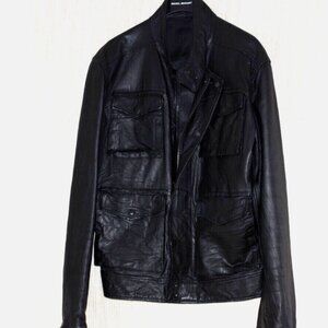 Quintessence Black vera pelle leather jacket mens Bomber  Size Italy 50
